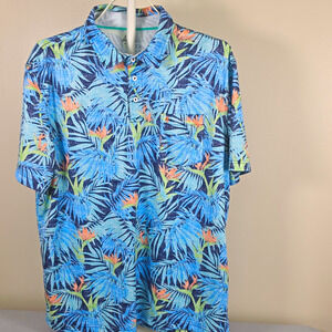 IZOD Saltwater Collection Men’s XL Blue Coastal Short Sleeve Polo Performance
